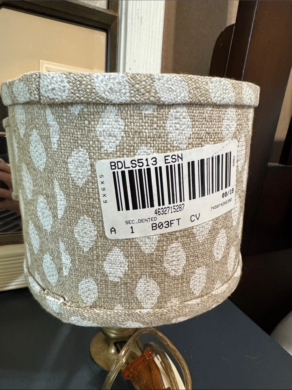Ballard Designs Beige and White Textured Dot lamp Shade